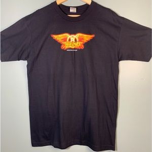 Aerosmith Rock Band Aeroforce One 2007 Black T-Shirt Logo Printed Mens Large